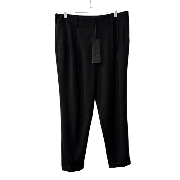 NEW! Nili Lotan 8 WOOL Dress Pants $495 High Rise Straight Leg Cropped Black - Picture 3 of 14